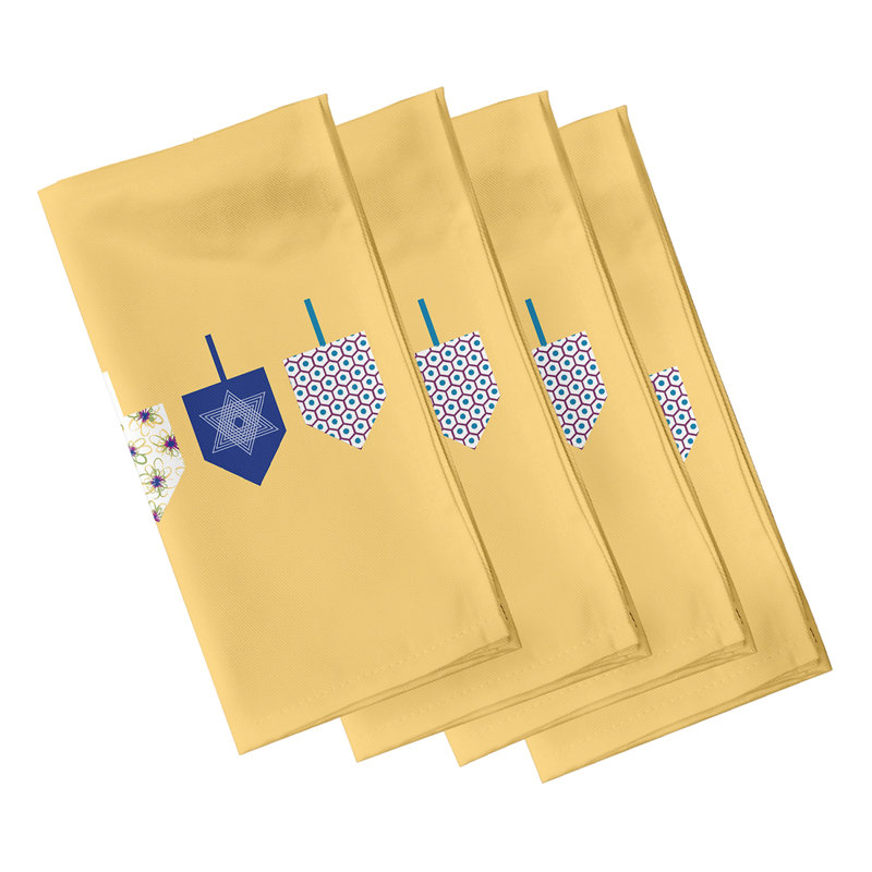 Serviette 22 po doodled dreidels, Jaune