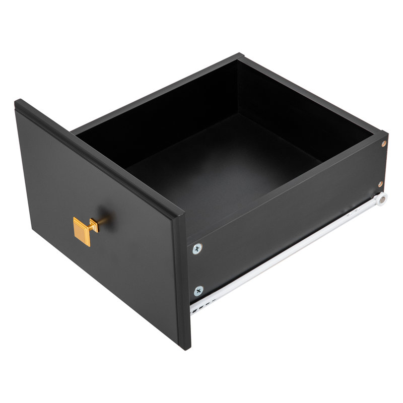Littrell 51.2‘’W Kitchen Island With 6 Drawers, Black