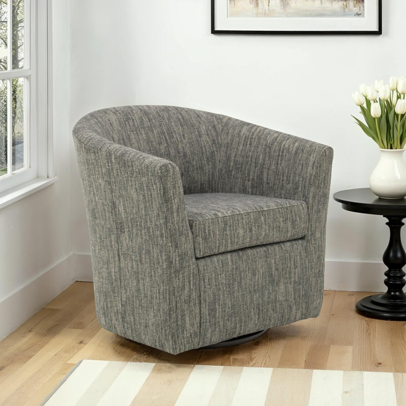 Bozanka 31'' Wide Swivel Barrel Chair, Hapden Charcoal 100% Polyester