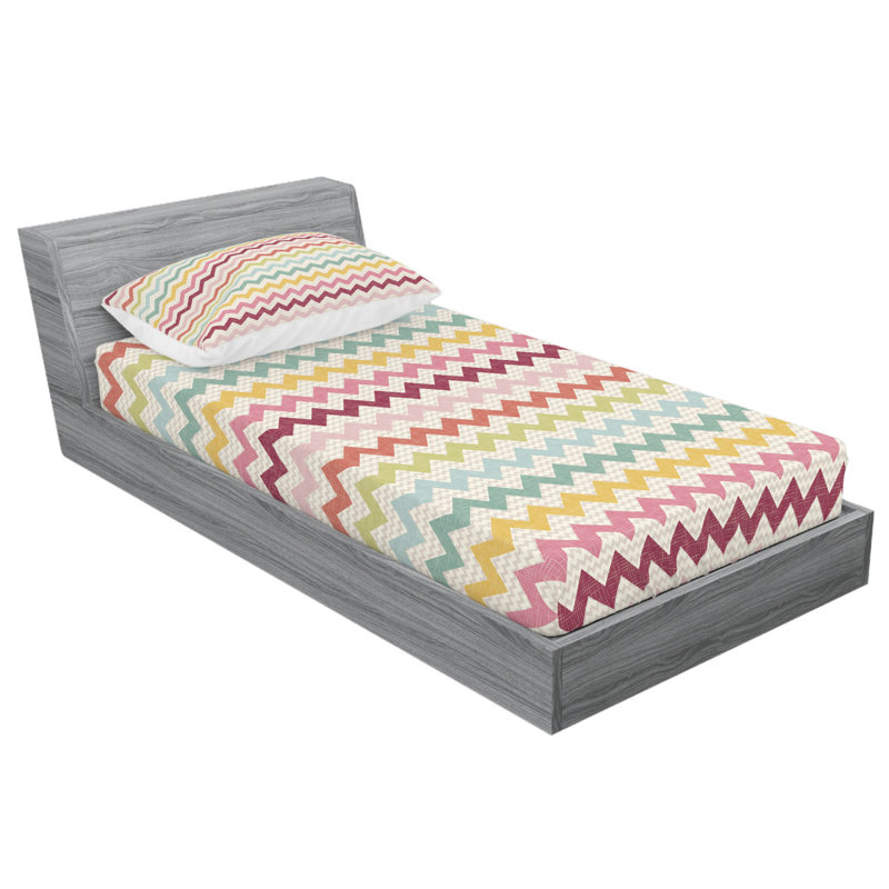 Microfiber Chevron Sheet Set, Twin Sheet Set with Fitted Sheet