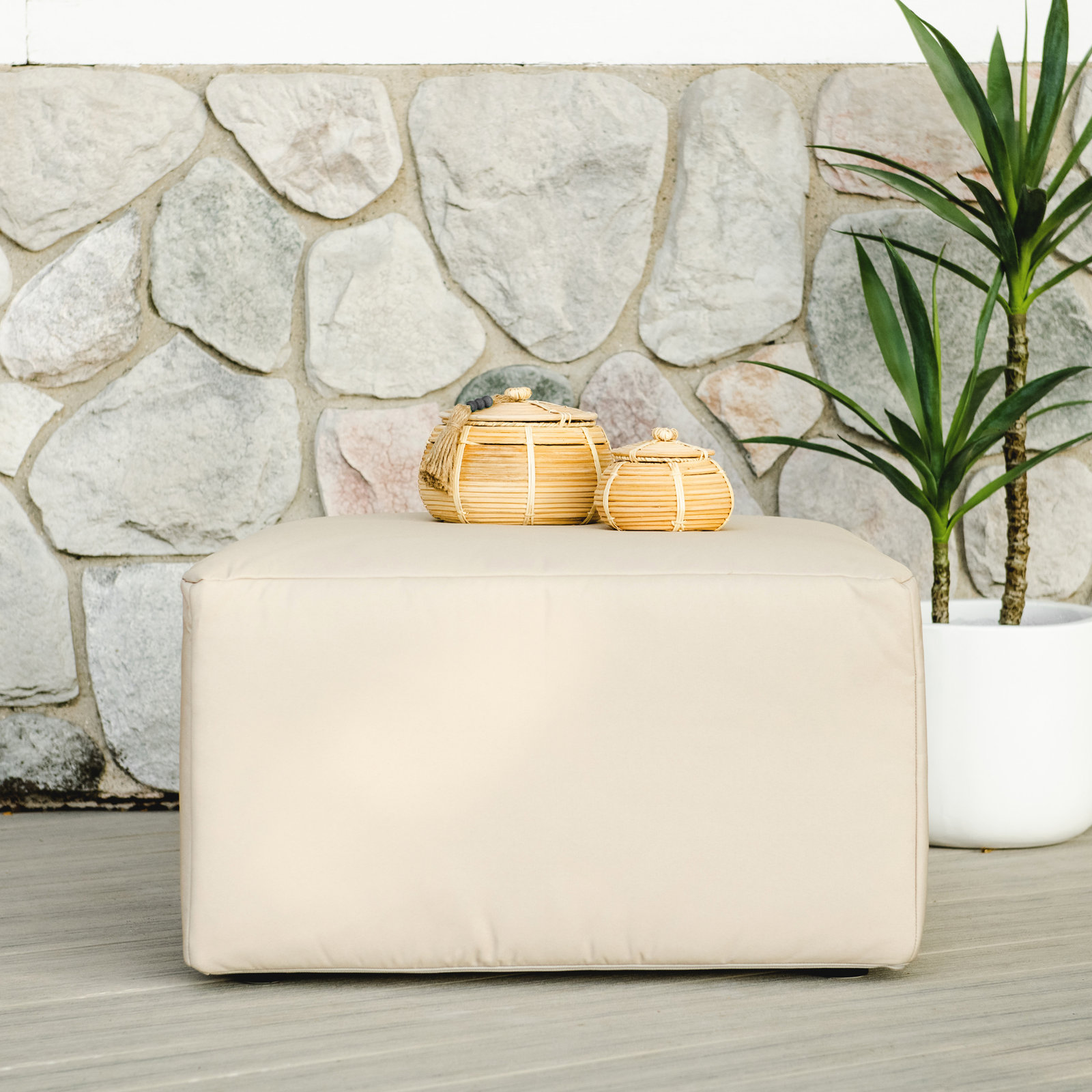 Sunbrella® Patio Ottoman, Beige