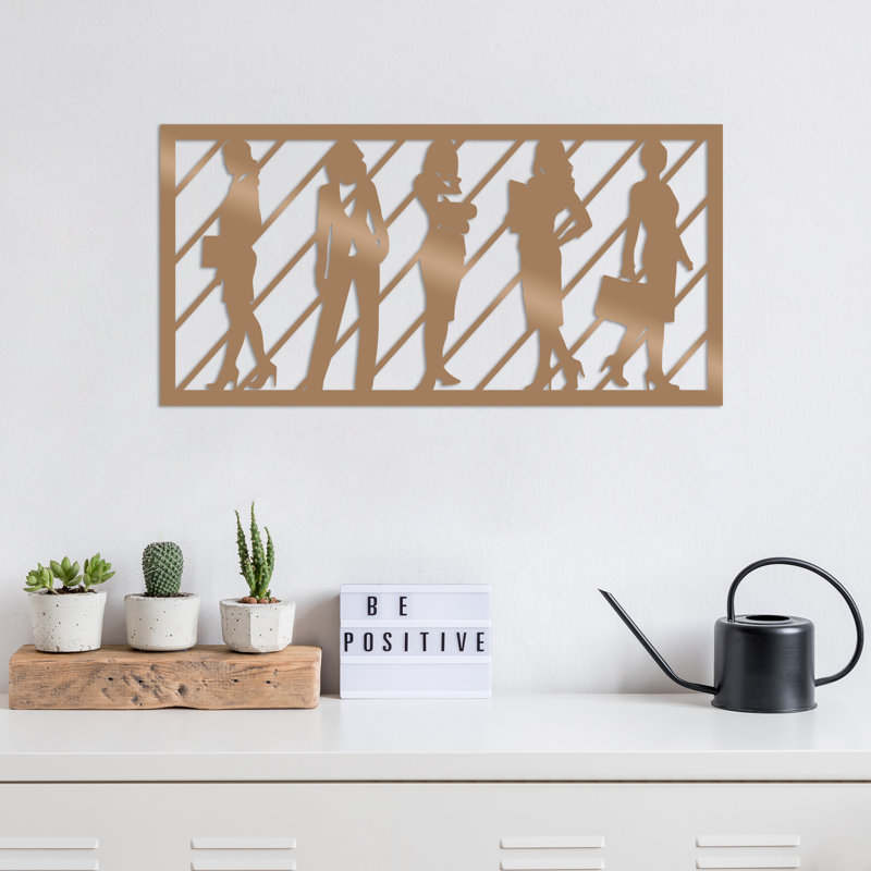 People Wall Decor on Metal, Copper