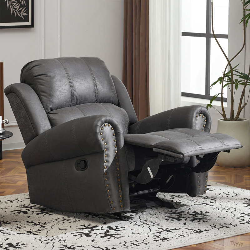 Fauteuil inclinable manuel en daim de 40,75 po de largeur, Ardoise