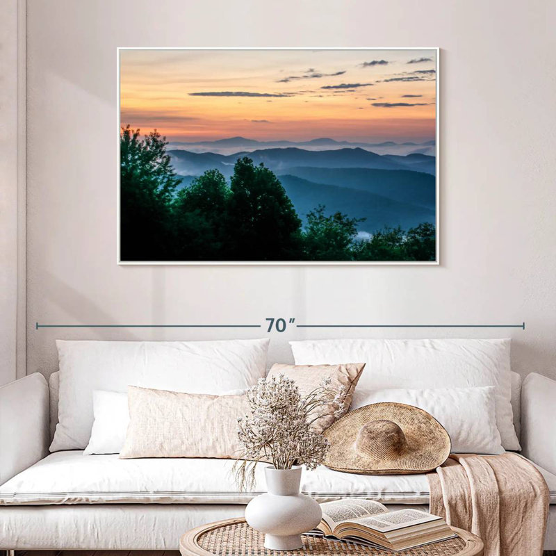 Blue Ridge, 46 po x 31 po, Cadre flottant blanc