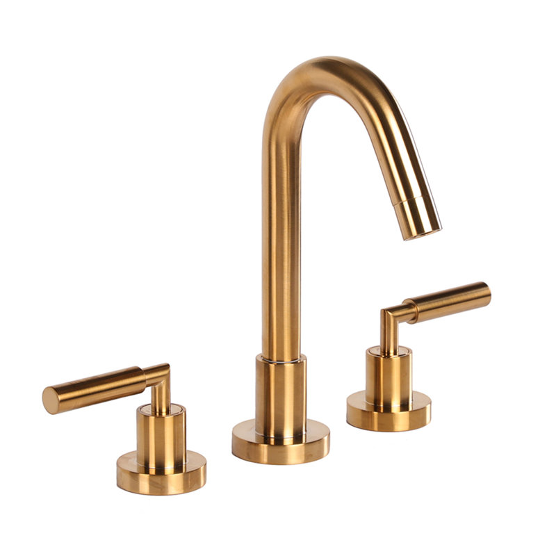 Cigno Widespread Bathroom Faucet with Drain Assembly, Brushed Gold