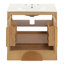 Meuble-lavabo de salle de bain cannelé de 30 pouces avec lavabo - Armoire en bois moderne autoportante avec portes à fermeture en douceur, 1 tiroir et rangement ouvert, décoration circulaire décorative, bois massif et panneau de fibres à densité moyenne,