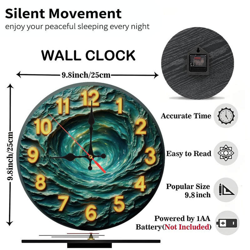 Horloge sur un portail tourbillonnant