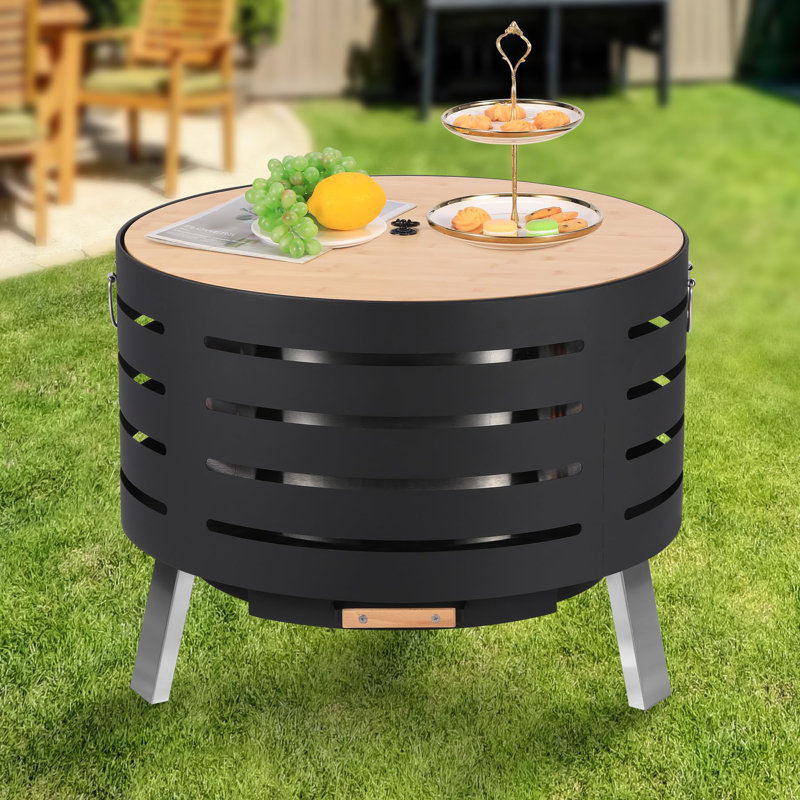 30" Smokeless Fire Pit for Outside - Heavy-Duty Steel Wood Burning Firepit with Poker & Ash Bag, Low-Smoke Outdoor Patio Heater for Camping, Bonfire & Backyard Gatherings