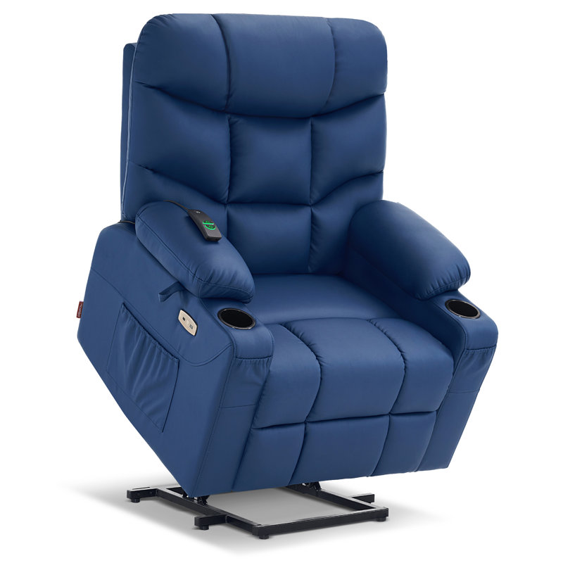 Fauteuil inclinable électrique en similicuir Adavia, Bleu