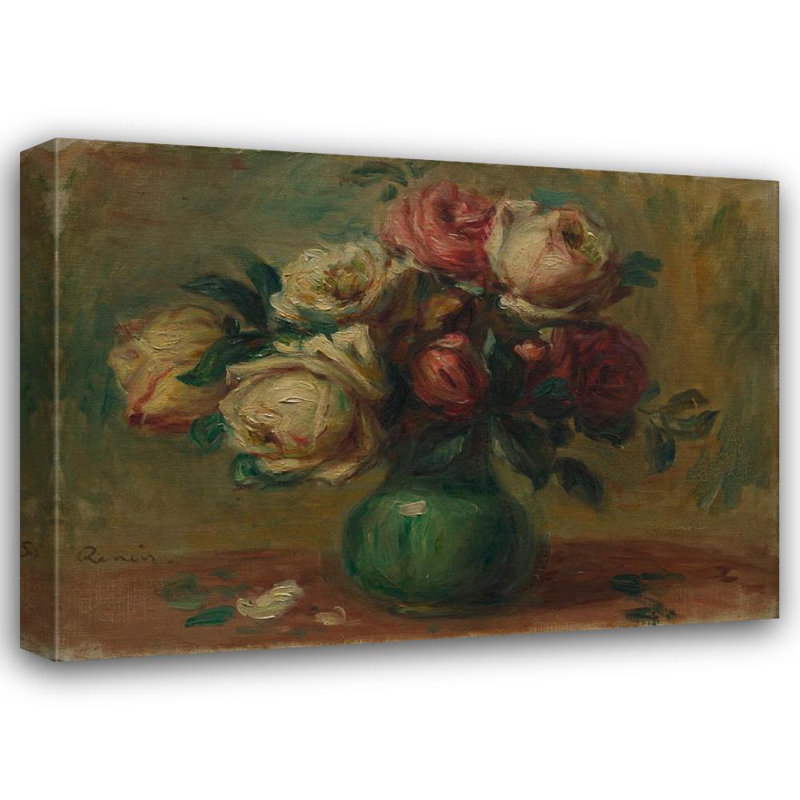 «Roses in a Vase» par Pierre-Auguste Renoir, reproduction d'art sur toile tendue avec châssis, H 18 po x l 14 po