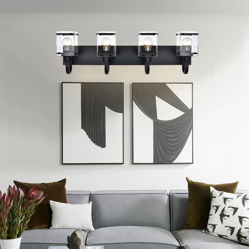 Éclairage pour meuble-lavabo Hamilly, 4, Noir, 9,8 po x l 31,1 po x P 7,2 po