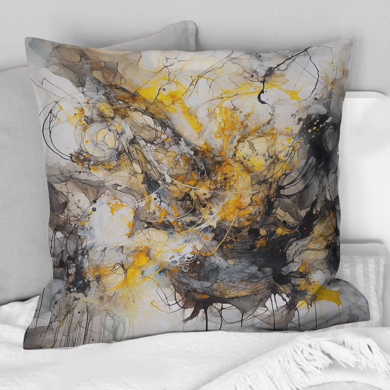 Coussin décoratif jaune et jaune Marble Symphony II