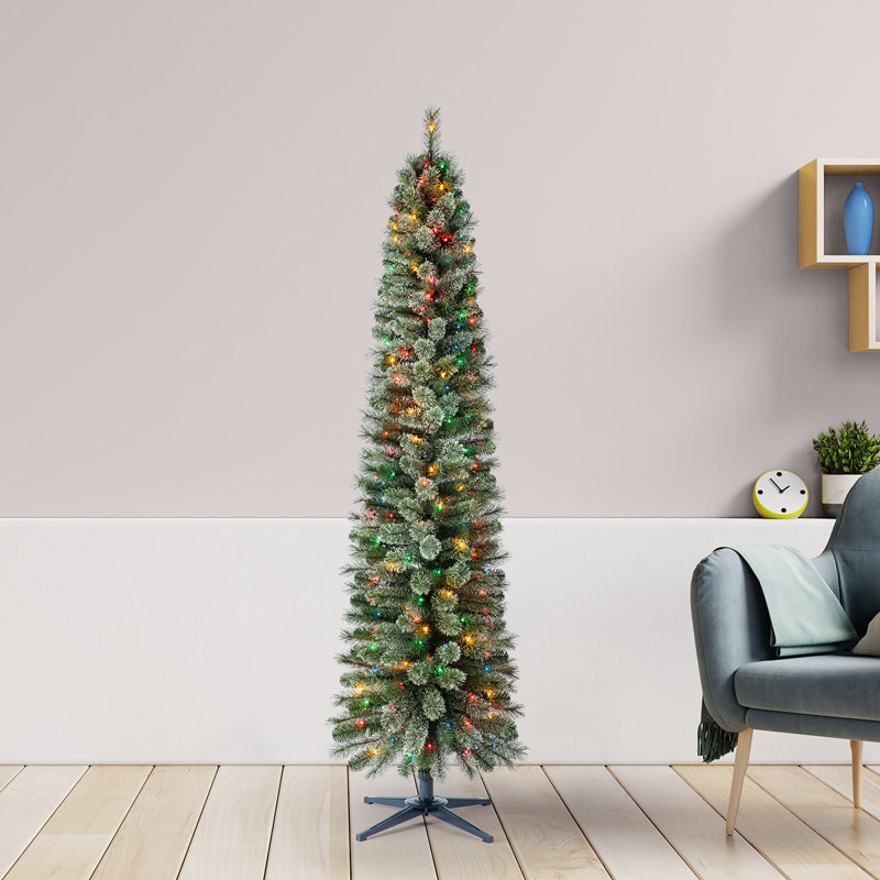 Home Heritage Rotating Tree Stand Base w/Stanley 7' Skinny Pencil Christmas Tree