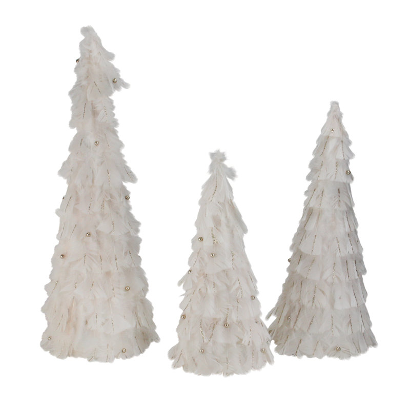 Décorations de Noël Blush Feather Cone Tree 15 po - 18,5 po - 23,5 po