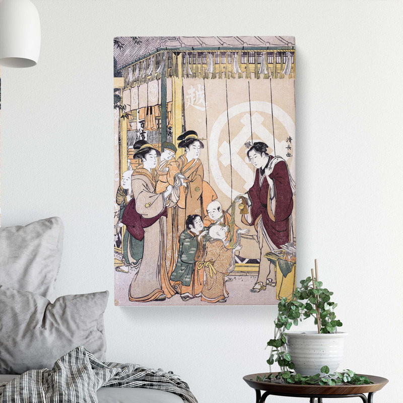 Shopping On New Years Day by Torii Kiyonaga - Wrapped Canvas, 50cm H x 35cm W x 3cm D