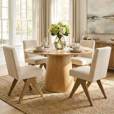 Gregg 5-Piece Dining Set with Round Pedestal Table