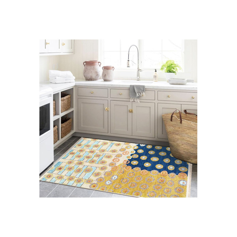 Tapis décoratif multicolore à motif mélangé multicolore de la collection Barcelona, Tapis de couloir 3 pi 3 po x 9 pi 10 po