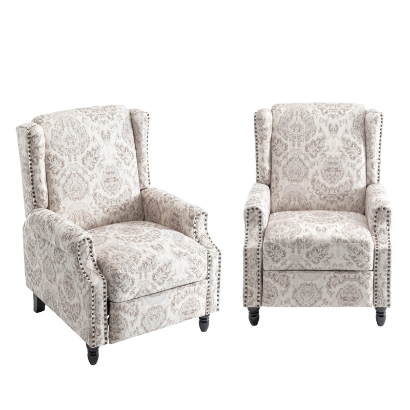 29.13cm Wide Standard Recliner, Beige Floral