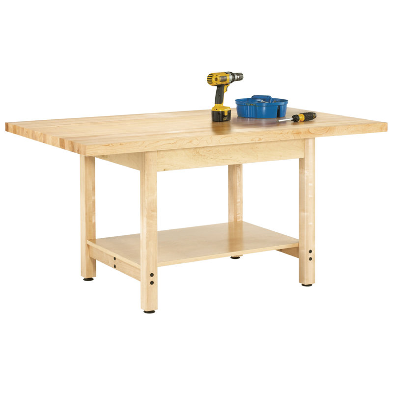 Établi à plateau en bois, l 96 po x P 36 po