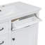 Meuble-lavabo autoportant de 36 pouces avec comptoir en céramique avec 4 tiroirs, porte à fermeture en douceur et trous de robinet pré-percés de 8 pouces (blanc)