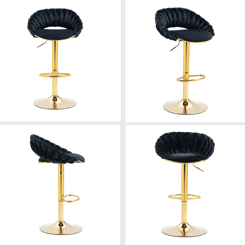 Tabouret de bar pivotant Punak, Noir