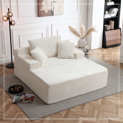 Velours côtelé Dehaan avec 3 coussins confortables et accoudoirs larges