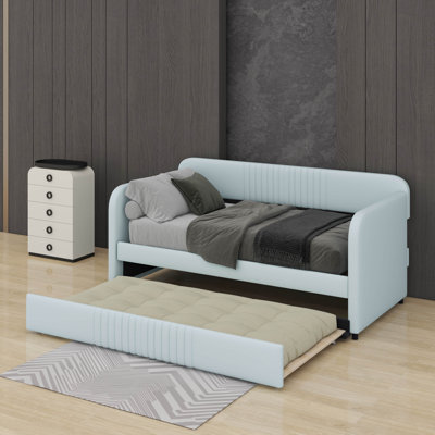 Twin Size Upholstered Daybed Bed With Trundle
