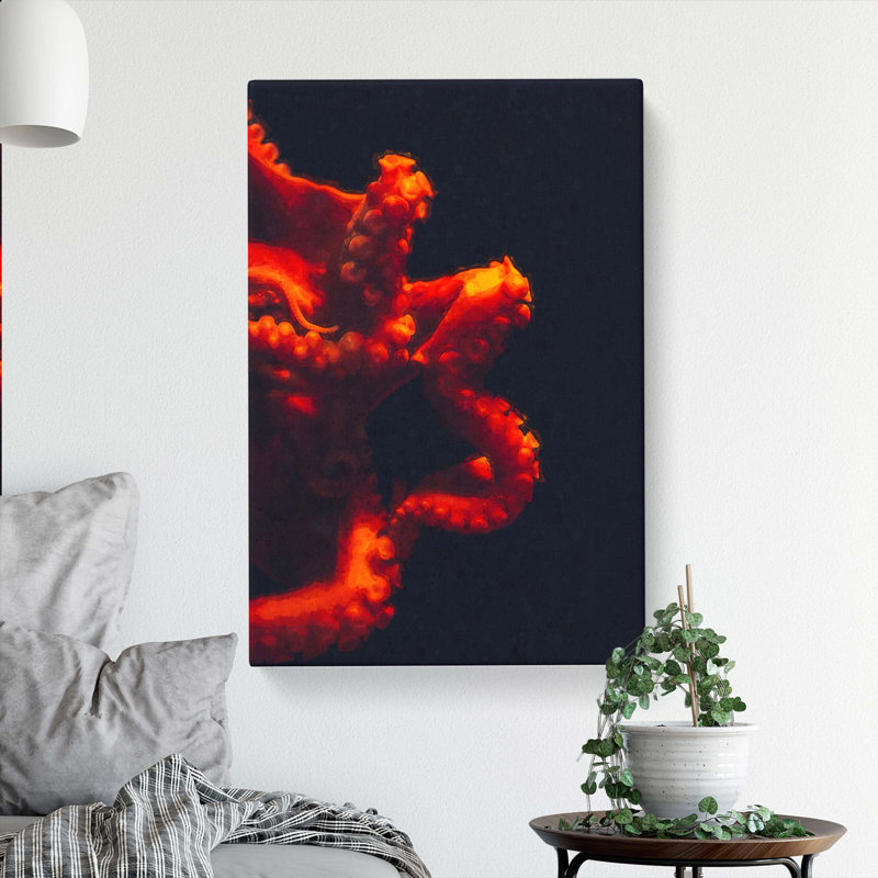 Red Octopus - Wrapped Canvas, 91cm H x 60cm W x 3cm D