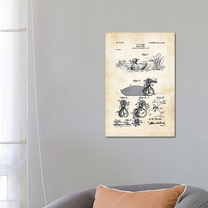 Duck Decoy (1903) by Patent77 - Wrapped Canvas Print, 66.04 cm H x 45.72 cm W x 3.175 cm D