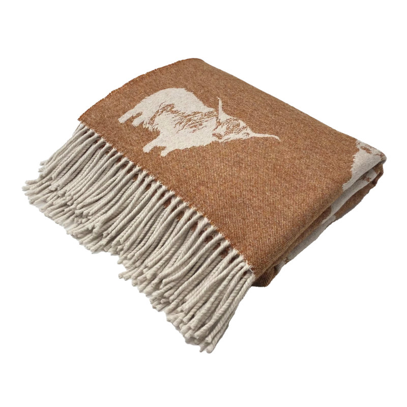 Jeté tissé en laine d'agneau Merino, Abstrait mauve