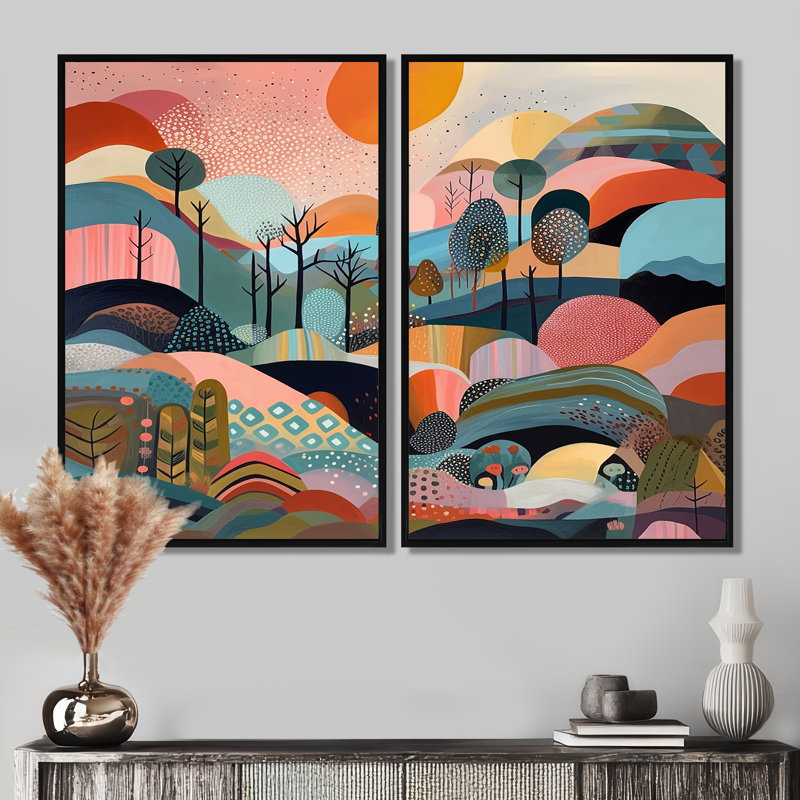 «Rose Blue Minimalims Explosion - Abstract Minimalisme», impressions sur toile 2 pièces, Noir, H 36 po x l 48 po