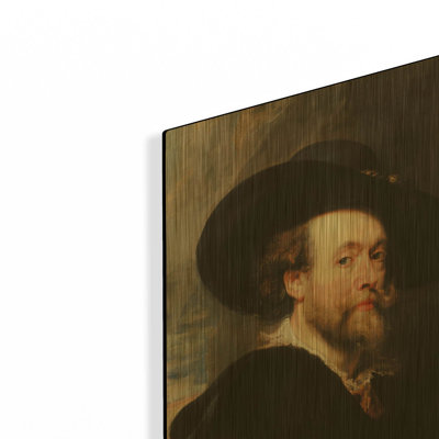 «Self Portrait» par Peter Paul Rubens, art mural en métal doré, 12 po x 16 po