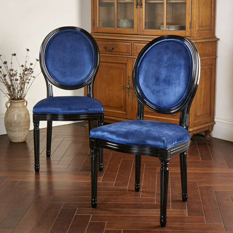 Chaise d'appoint en velours French Country, Marine, Noir