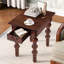 Ensemble de 3 tables basses en bois massif avec tiroir, table basse vintage et 2 tables de bout pour salon, bureau et appartement (noyer)-335129698