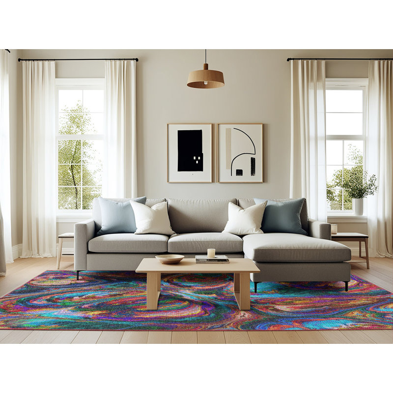 Arleny Abstract Indoor Rug, Rectangle 6' x 9'