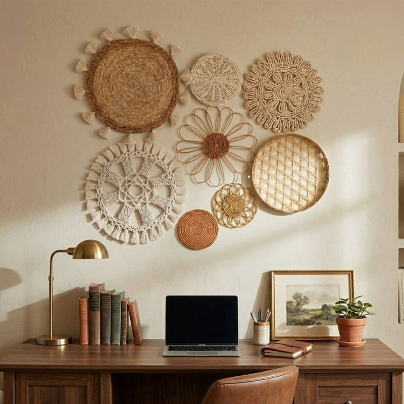 Ensemble de 8 paniers muraux Boho