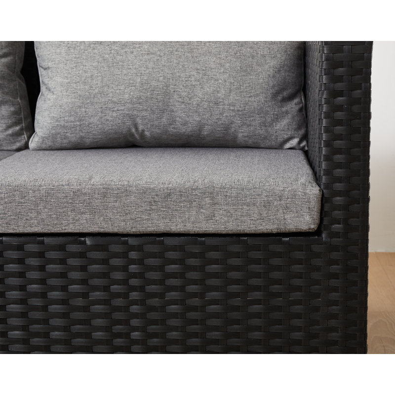 Ensemble de conversation avec coussins 8 pièces Nork Patio Furniture, Gris, Noir