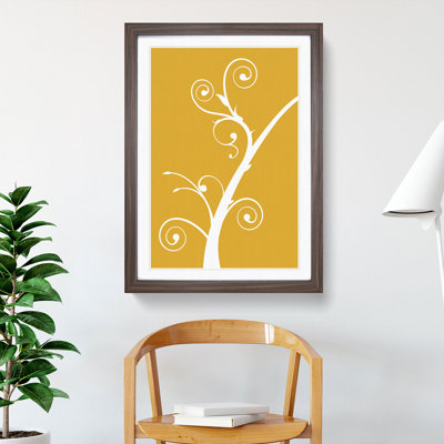 White Branch on Orange - Picture Frame Painting