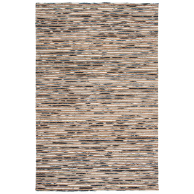 Cocci Natural Gray Hand-Loomed Striped Jute Rug