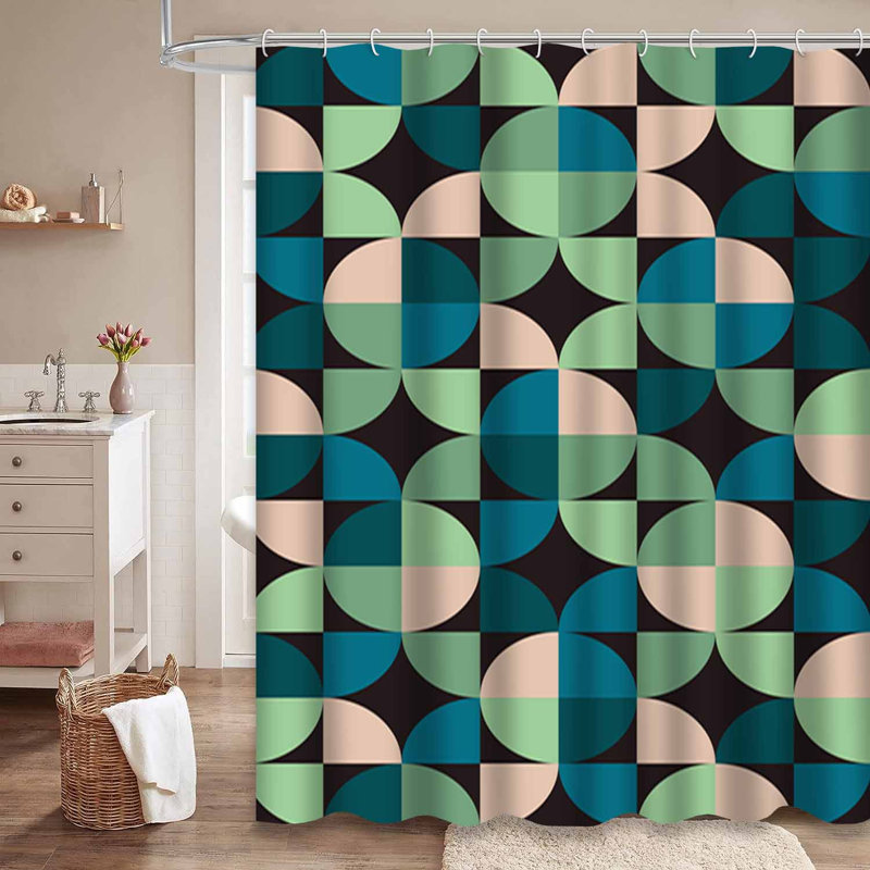 Rideau de douche imperméable rétro Mid Century avec 12 crochets, L 72 po x l 72 po