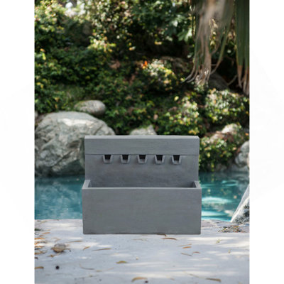 11.8X30.7X23.6" Decorative Gray Fountain With Rectangle Design, With Light And Pump, For Indoor And Outdoor