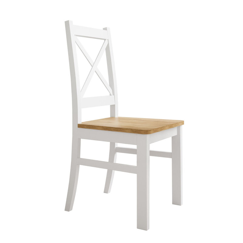 Upholstered Dining Chair, White/ Golden Kraft Oak