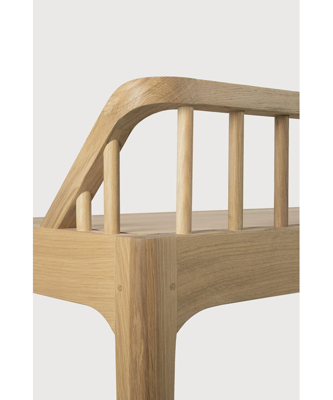 Spindle Solid Wood Bench, Natural Oak