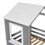 Lit superposé simple au-dessus de simple en bois massif, conception de maisonnette compacte avec barrière de sécurité et échelle, gris neutre