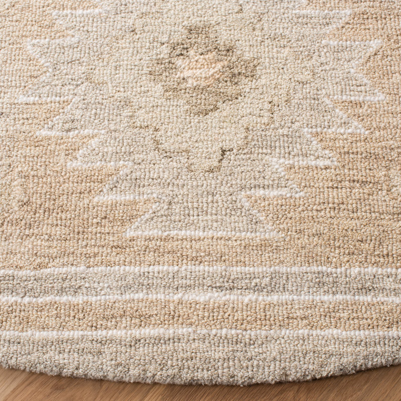 Yazmin Hand Tufted Wool Geometric Rug, Round 7'