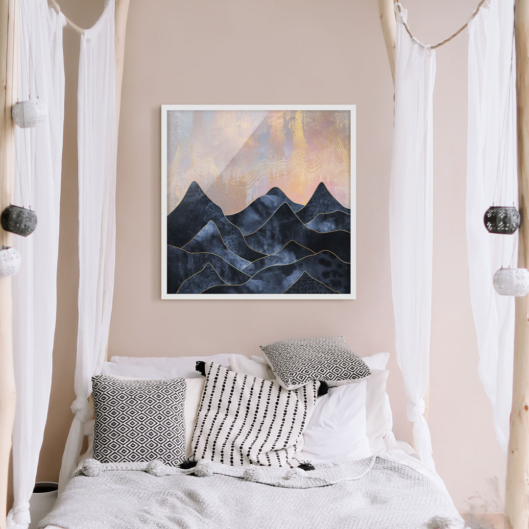 Gerahmter Fotodruck Golden Twilight over Mountains