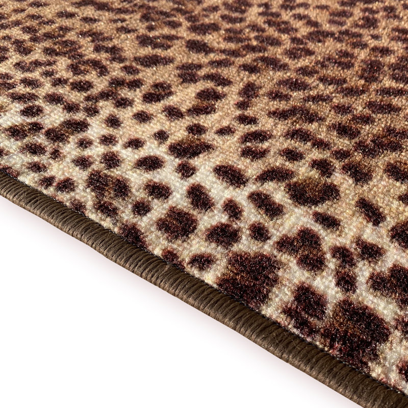Tapis brun à imprimé animalier Estela, Tapis de couloir 2 pi 7 po x 30 pi