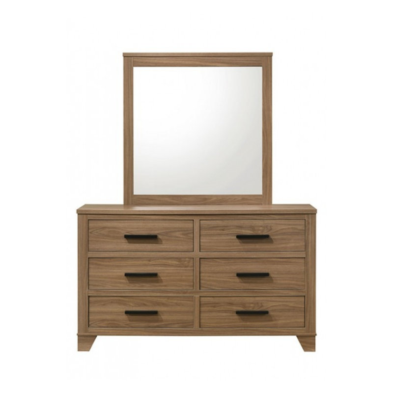 Commode 6 tiroirs avec miroir Holden, Noyer