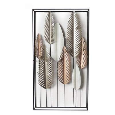Modern Leaf Metal Wall DÃ©cor - 22" x 38" - Frame
