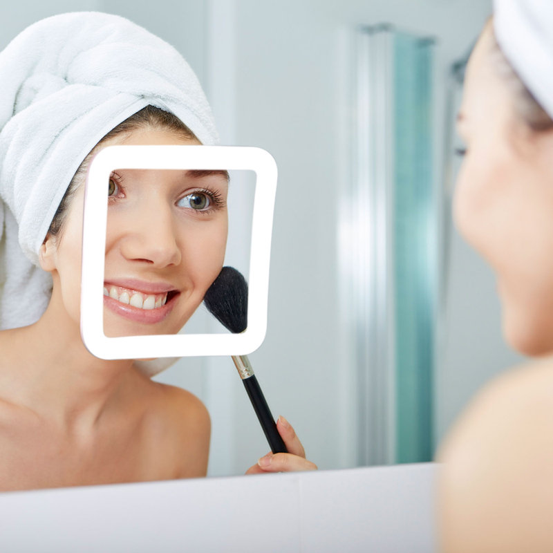 Sleek White 10X Magnification LED Wall Mounted Makeup Mirror